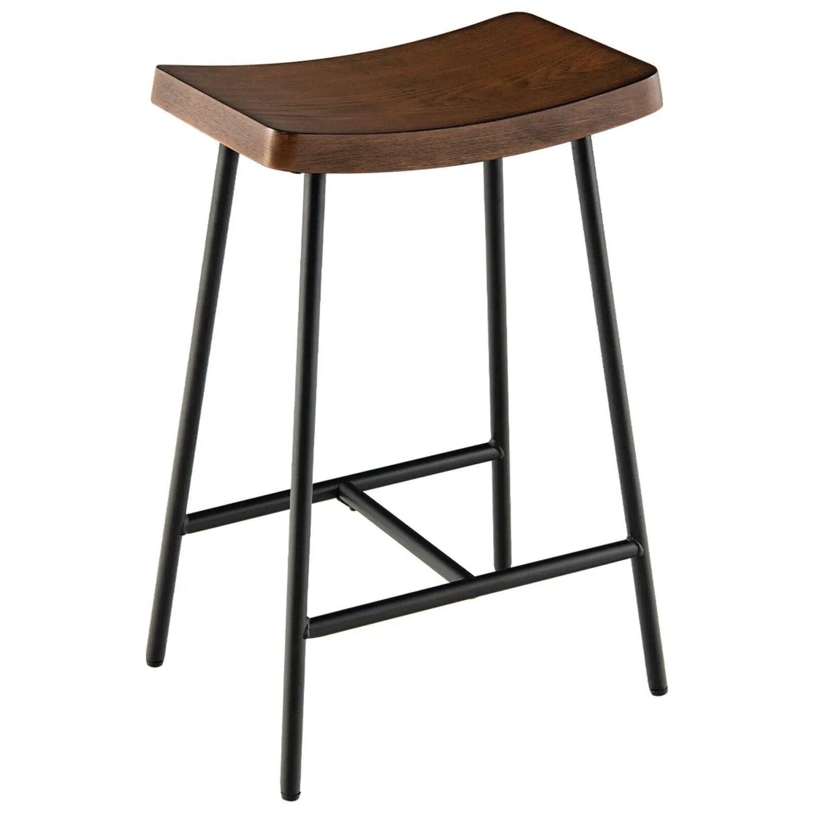 Industrial Saddle Stool with Metal Legs and Adjustable Foot Pads by DirectDeals
