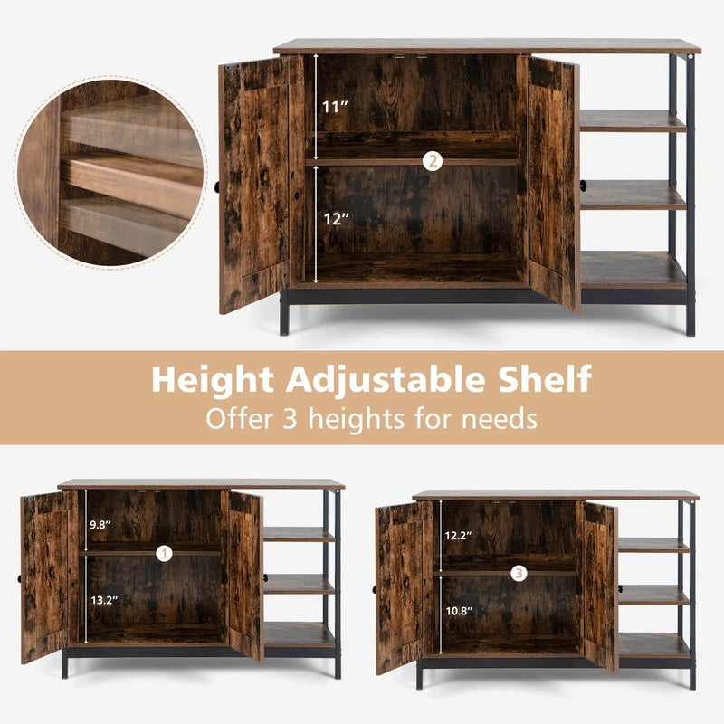 Industrial Kitchen Storage Cabinet with Open Shelves-Rustic Brown by DirectDeals