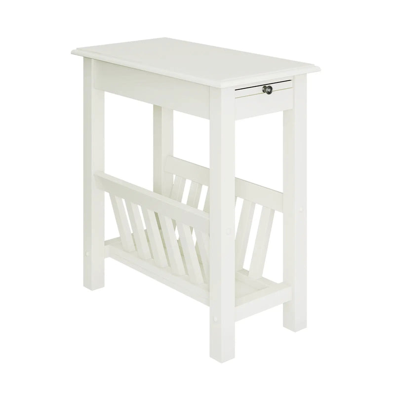 2-Tier End Table with Pull-out Tray and Solid Rubber Wood Legs by DirectDeals