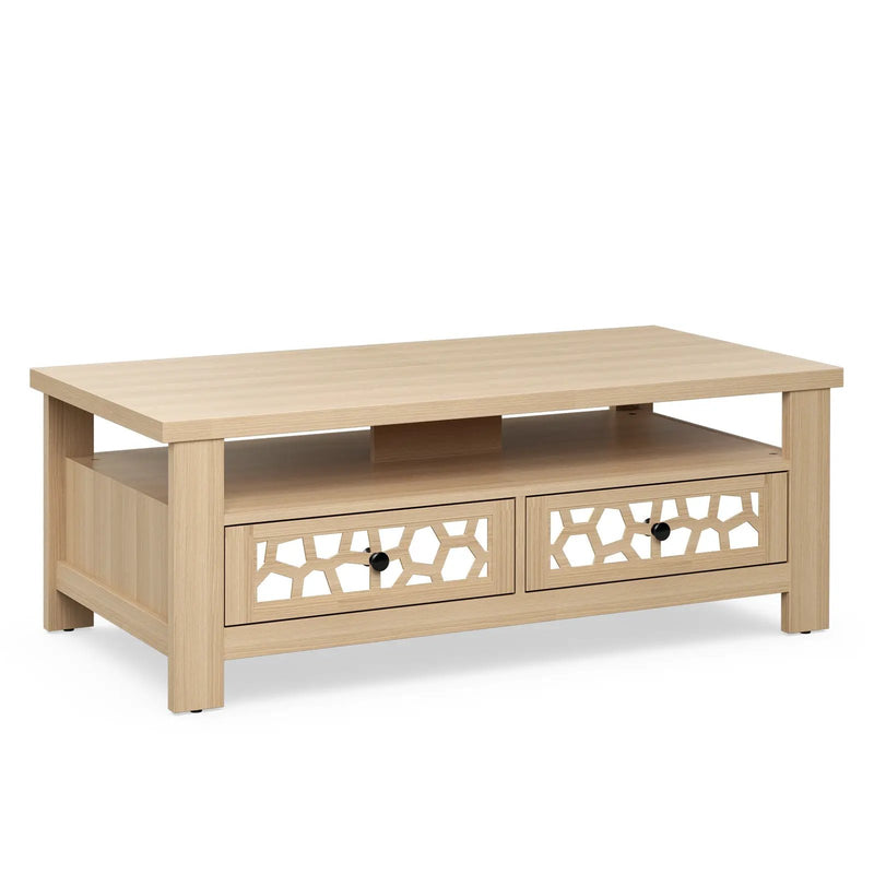 3-tier Coffee Table with 2 Drawers and 5 Support Legs by DirectDeals