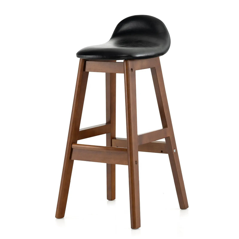 27.5 Inch Set of 2 Upholstered PU Leather Barstools with Back Cushion-Brown by DirectDeals