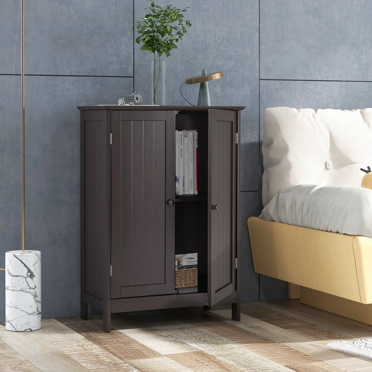 Bathroom Floor Storage Double Door Cupboard Cabinet by DirectDeals