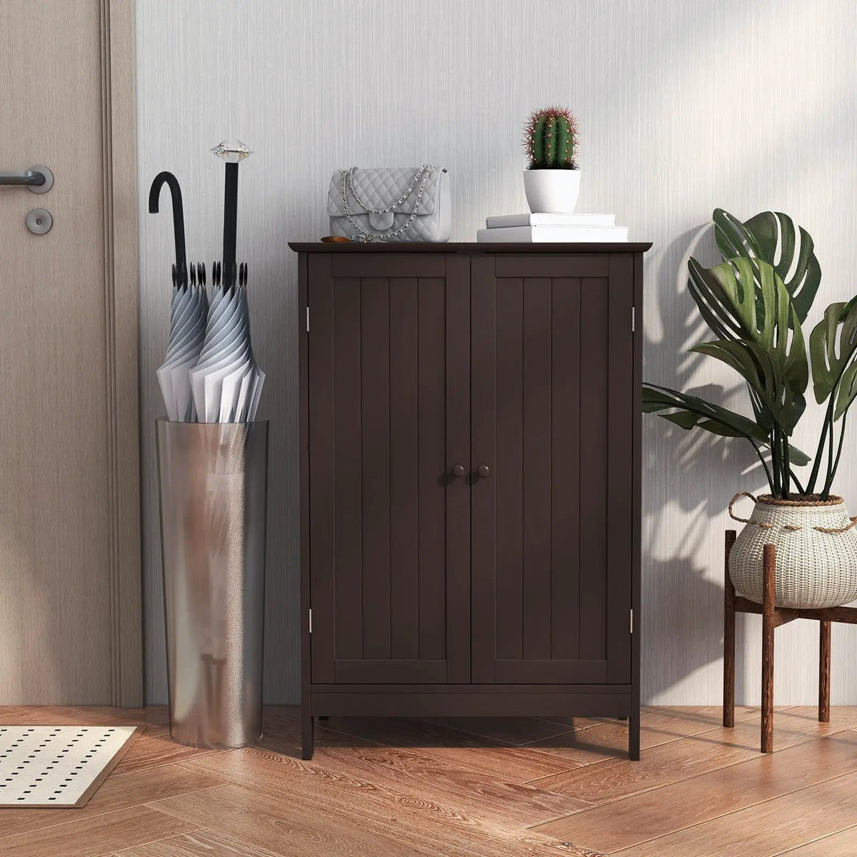 Bathroom Floor Storage Double Door Cupboard Cabinet by DirectDeals