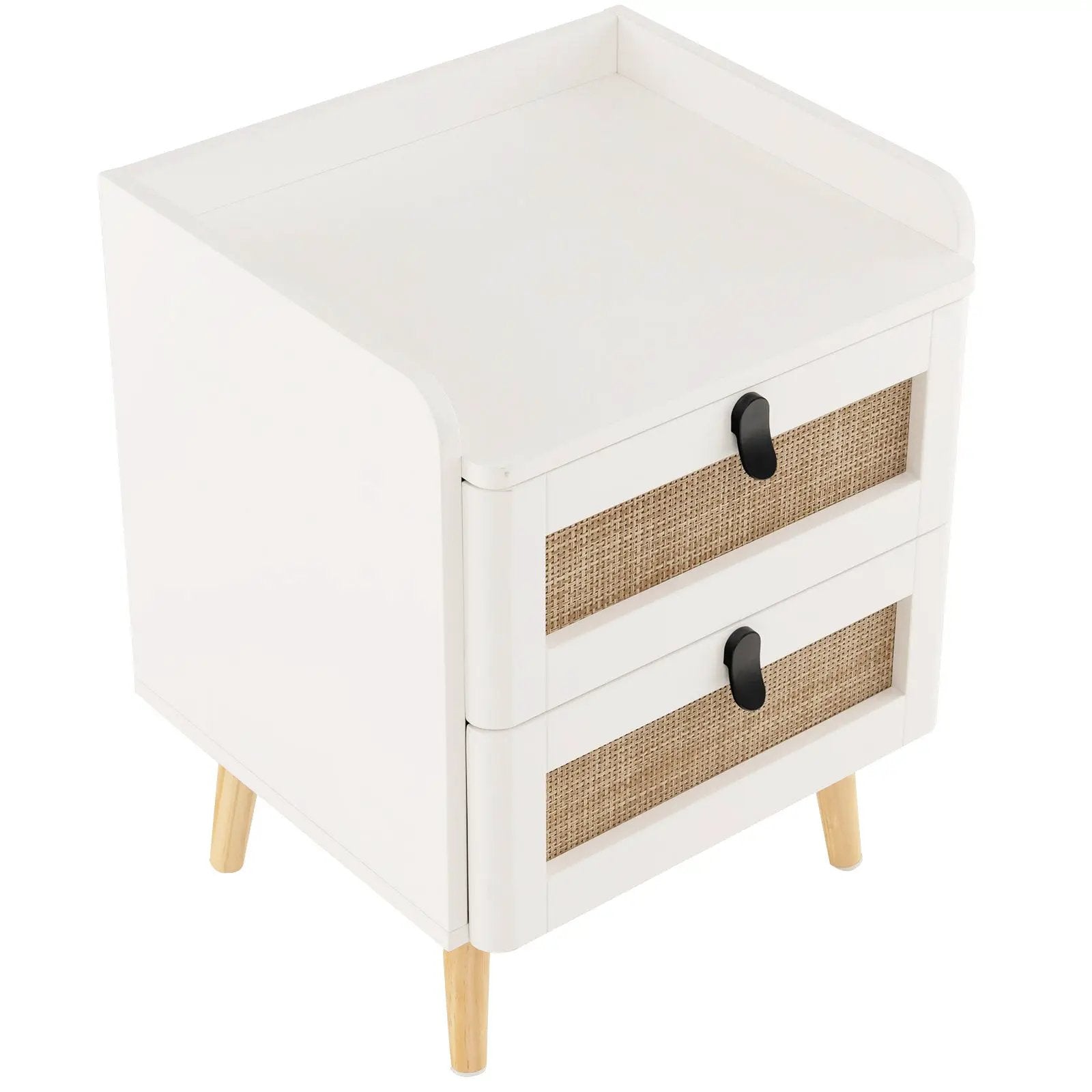 Modern End Table Bedside Table with 2 Rattan Decorated Drawers by DirectDeals