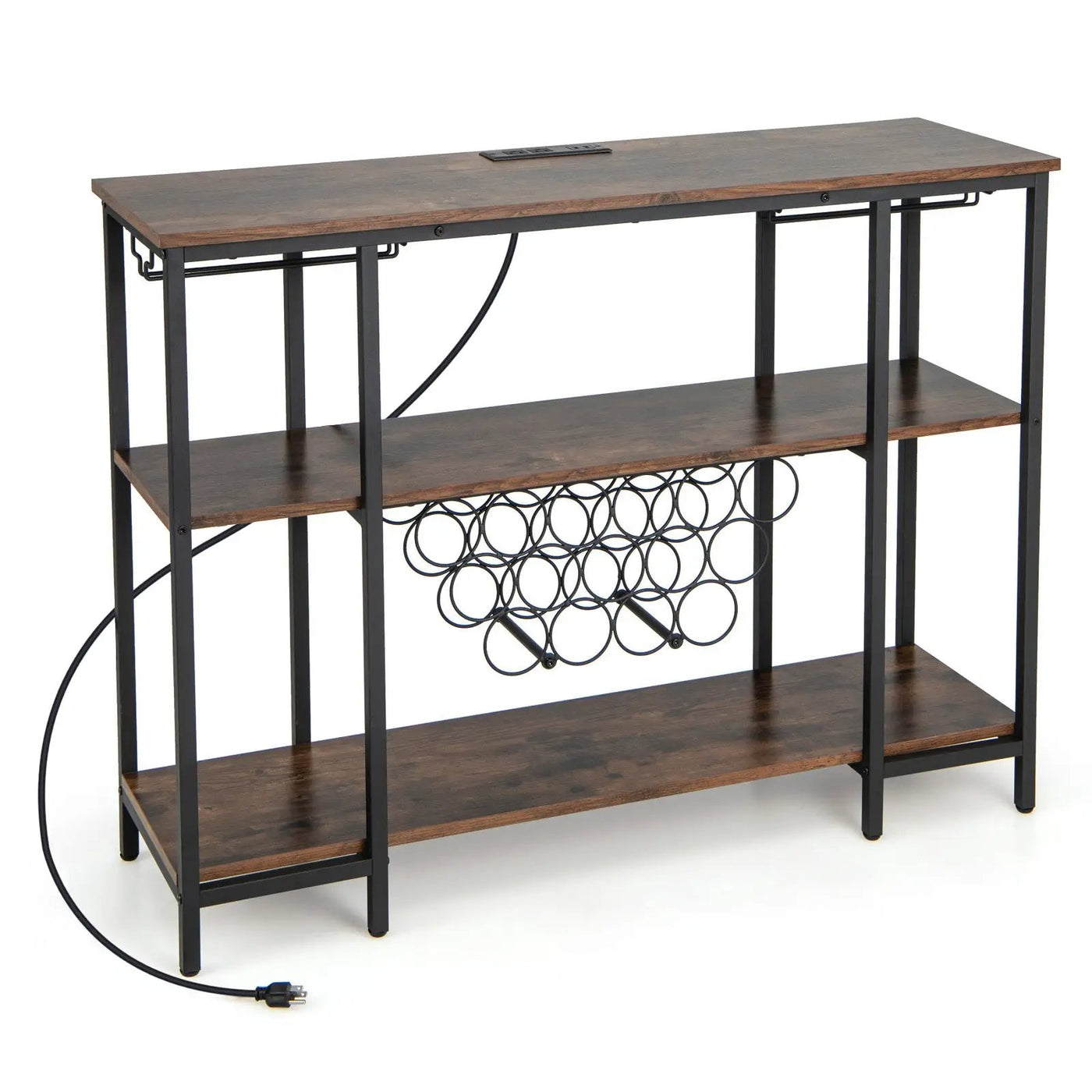 Industrial Wine Rack Wine Bar Cabinet with Storage Shelves by DirectDeals