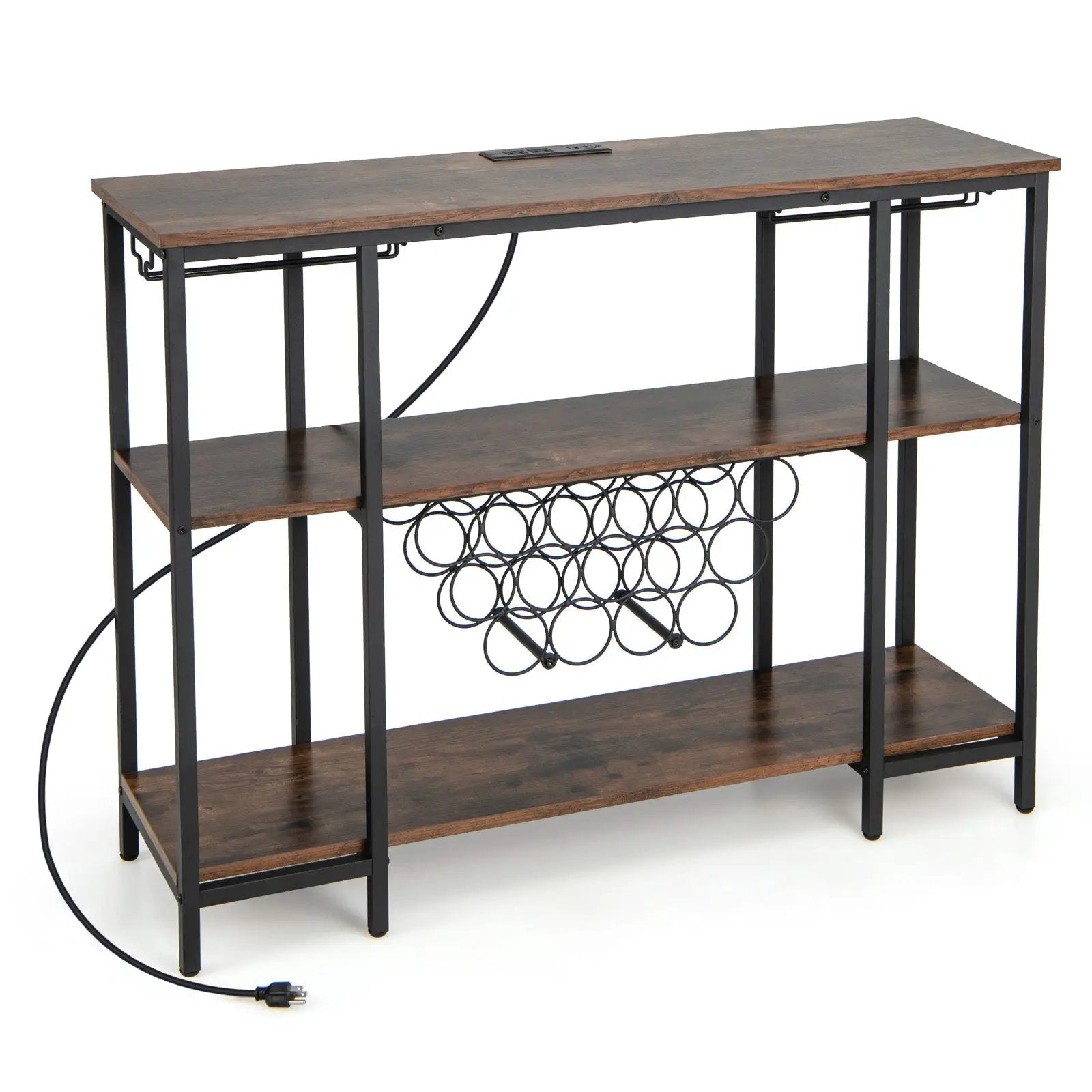 Industrial Wine Rack Wine Bar Cabinet with Storage Shelves by DirectDeals