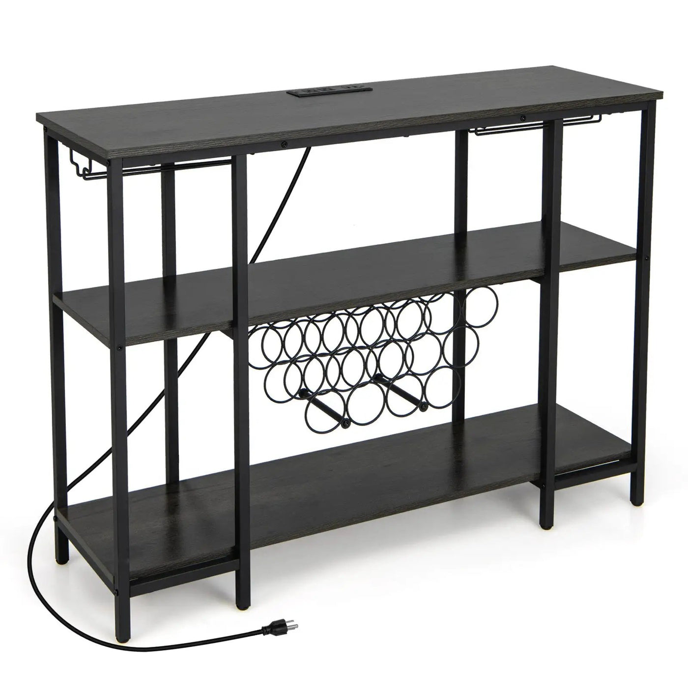 Industrial Wine Rack Wine Bar Cabinet with Storage Shelves by DirectDeals