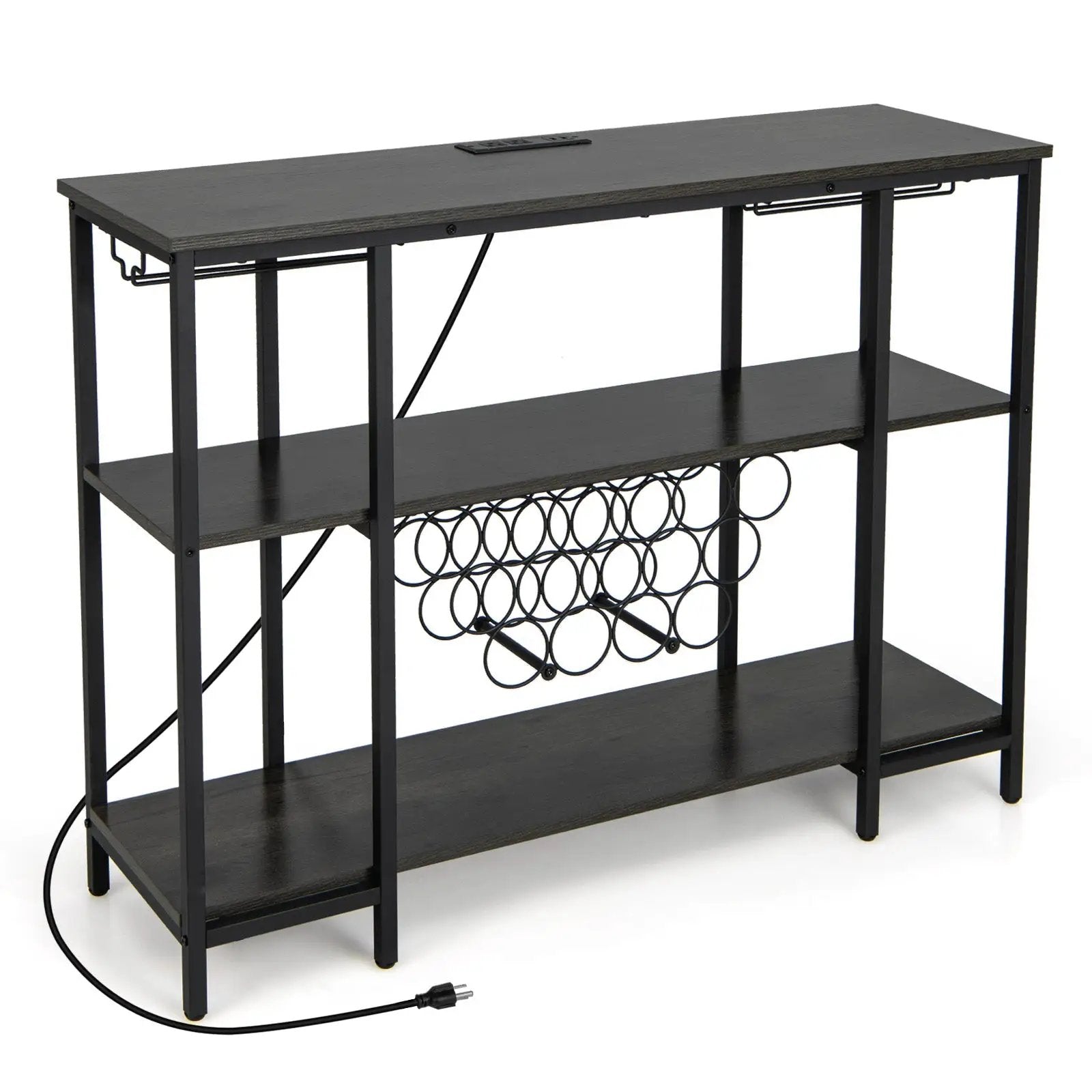 Industrial Wine Rack Wine Bar Cabinet with Storage Shelves by DirectDeals