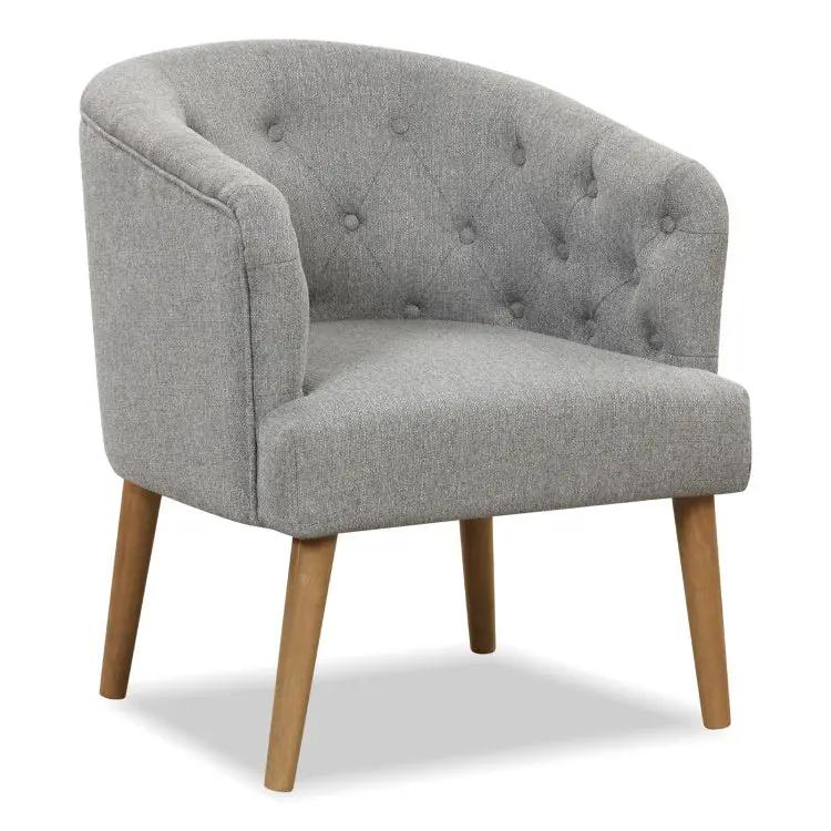 Upholstered Tub Chair with Solid Rubber Wood Legs and Adjustable Foot Pads for Living Room-Gray by DirectDeals