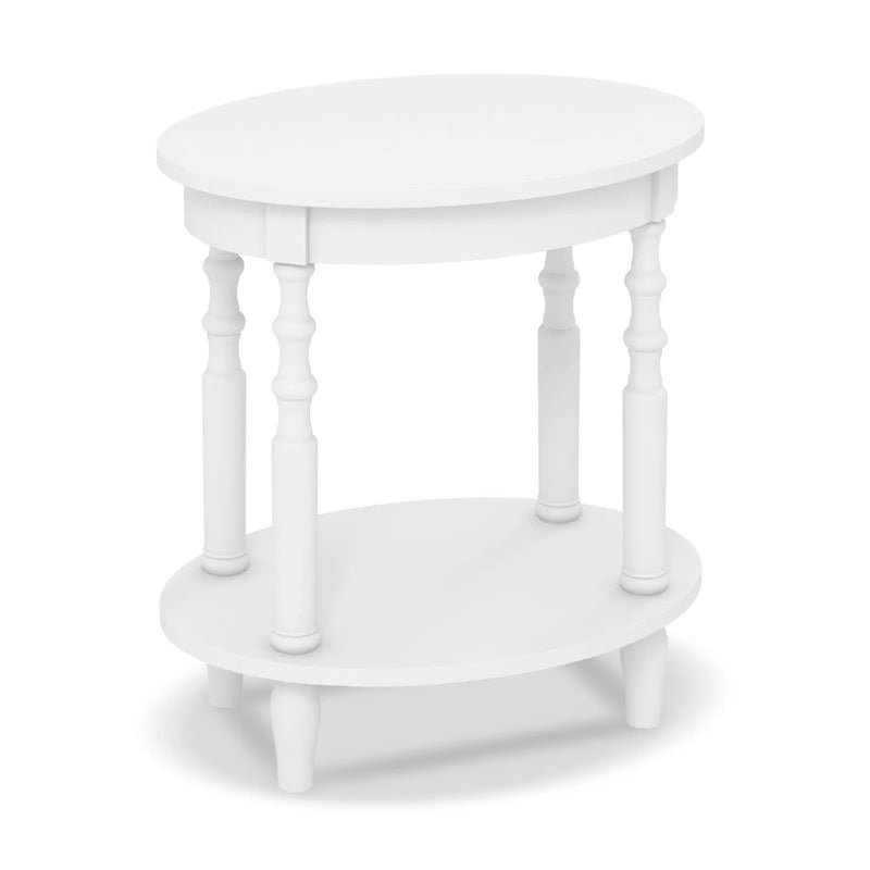 Oval Side Table with Storage Shelf and Wood Legs by DirectDeals
