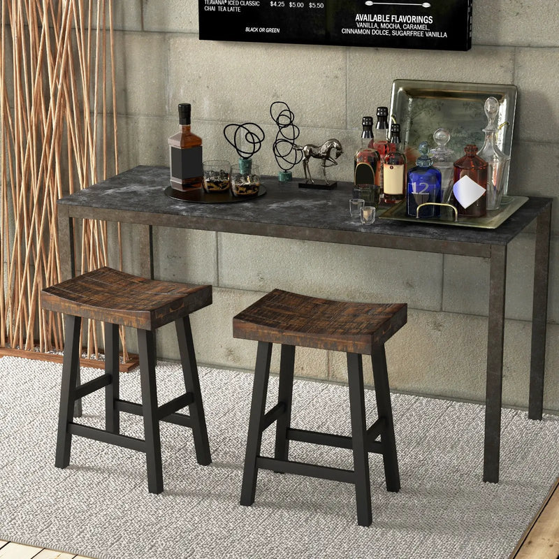 24 Inch Solid Wood Saddle-Seat with Curved Seat Surface and Comfortable Footrests by DirectDeals