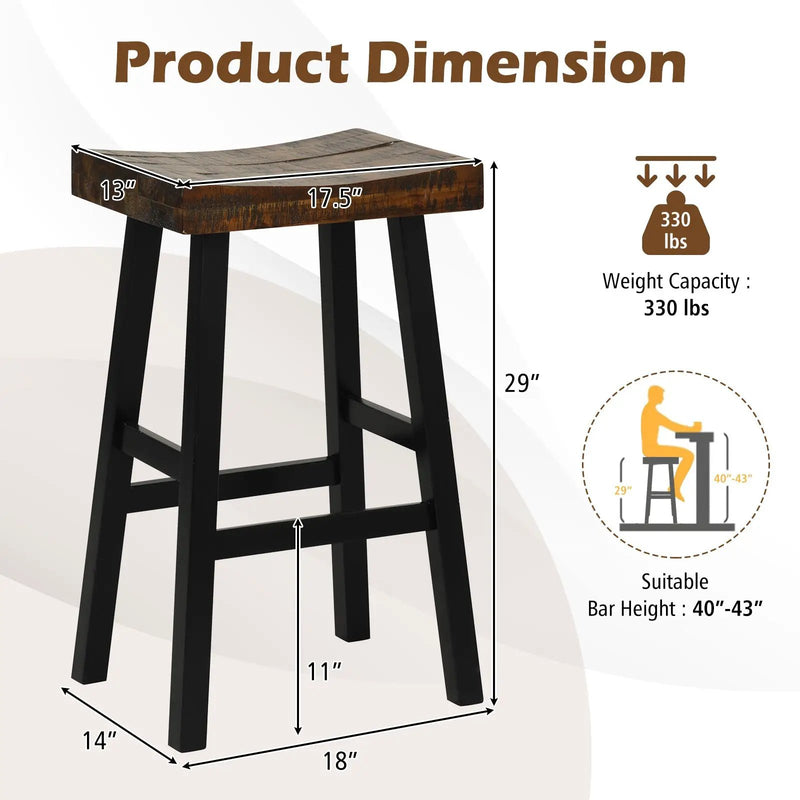 24 Inch Solid Wood Saddle-Seat with Curved Seat Surface and Comfortable Footrests by DirectDeals