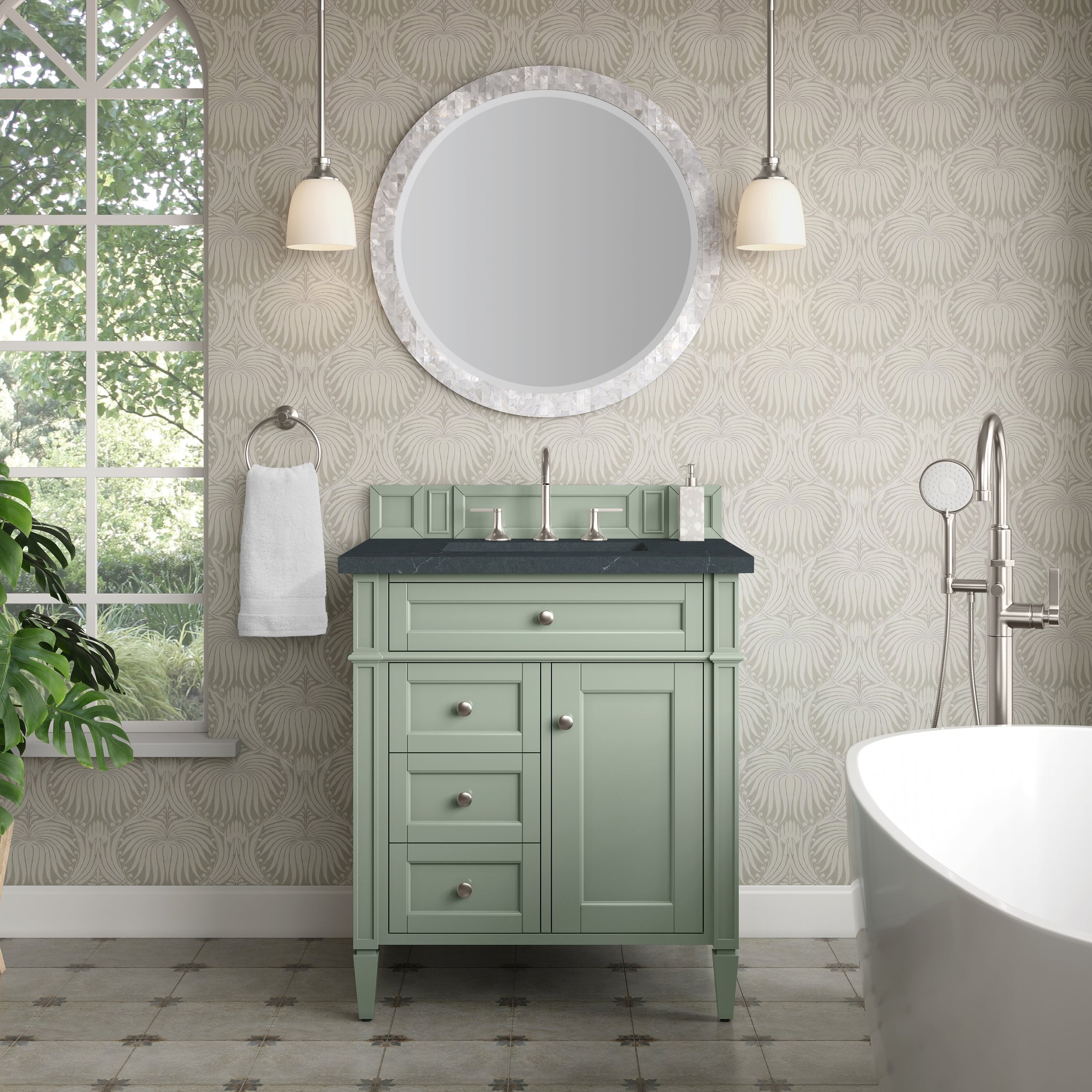James Martin Brittany 30" Single Bathroom Vanity, Sage Green by James Martin