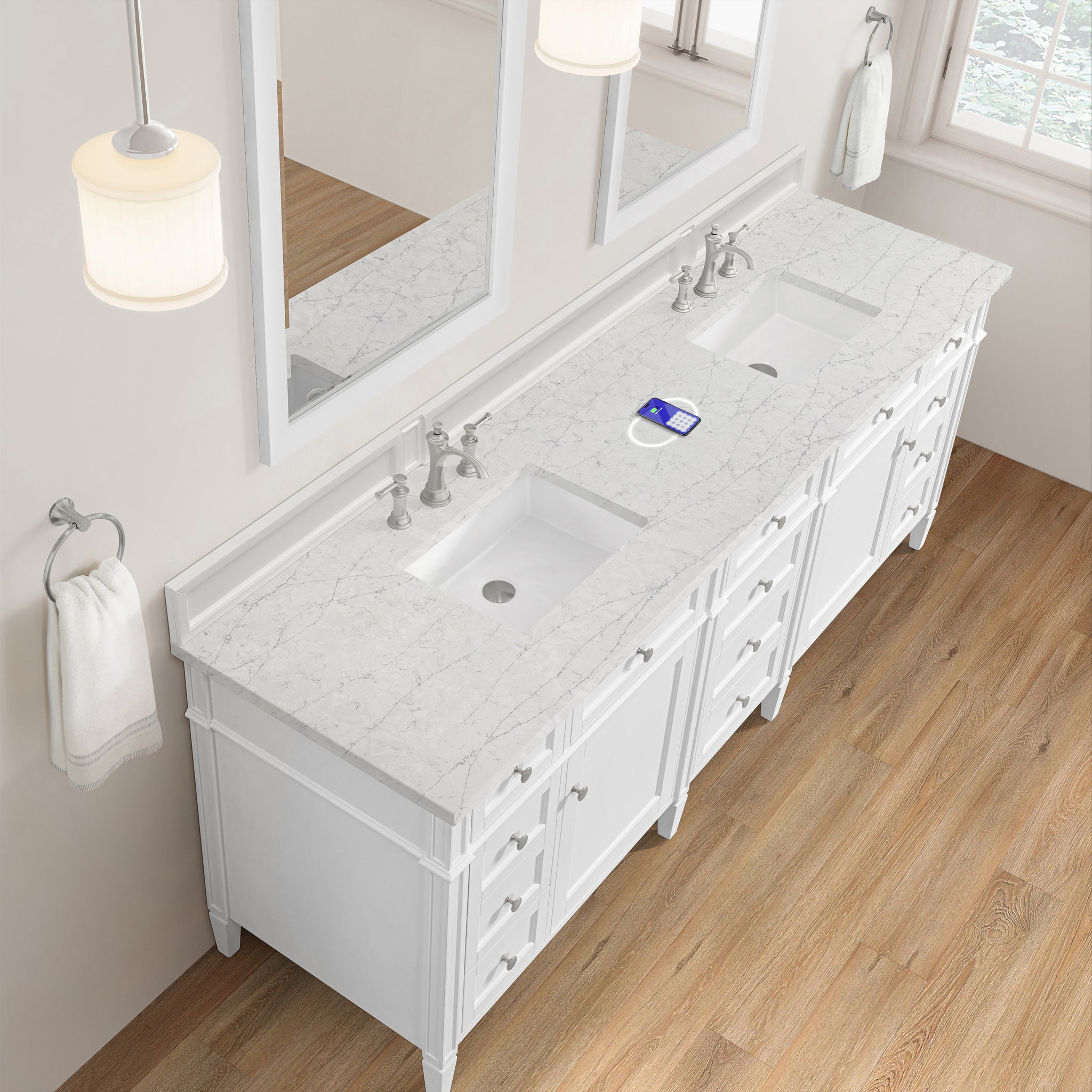 James Martin Brittany 84" Double Bathroom Vanity, Bright White by James Martin
