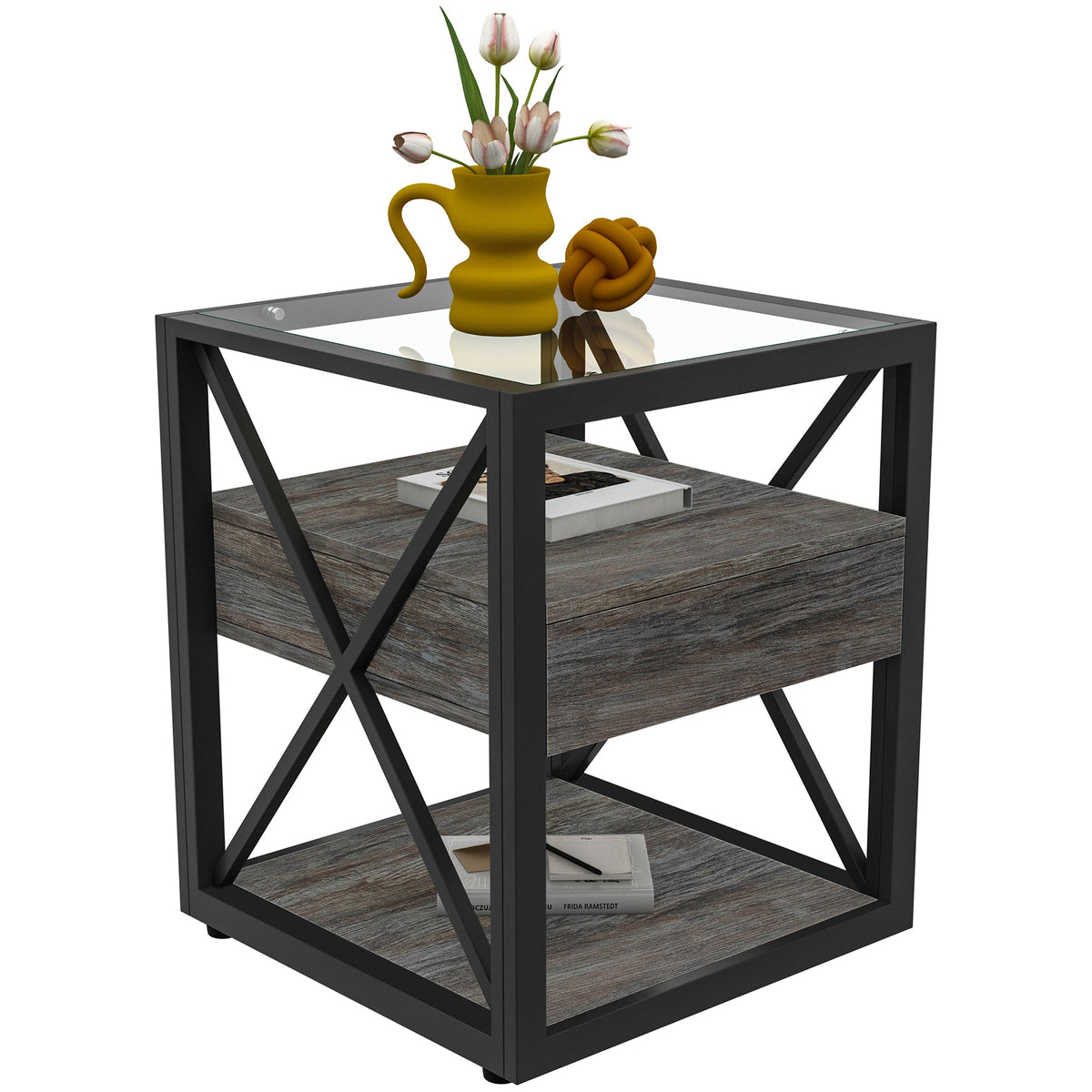Modern End Tables with Drawer - Set of 2 Nightstands, photo 14 of 17