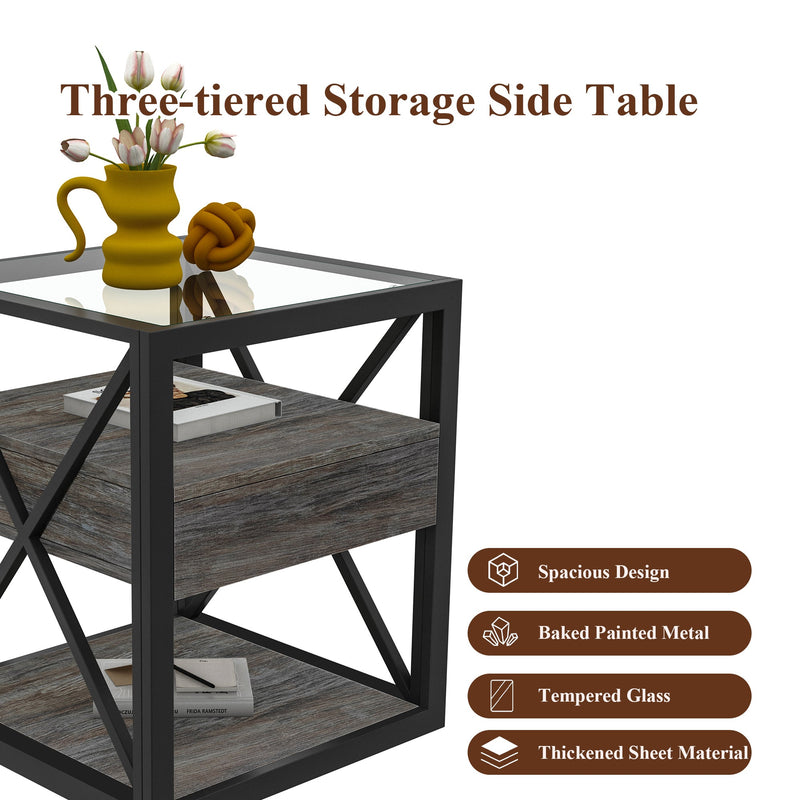 Modern End Tables with Drawer - Set of 2 Nightstands, photo 16 of 17
