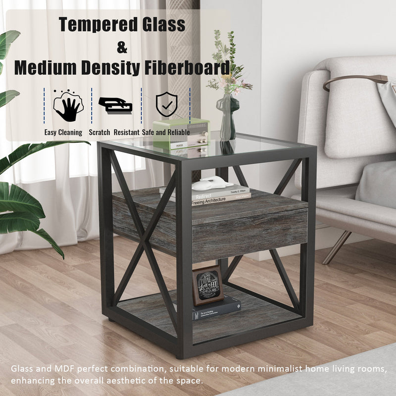 Modern End Tables with Drawer - Set of 2 Nightstands, photo 4 of 17