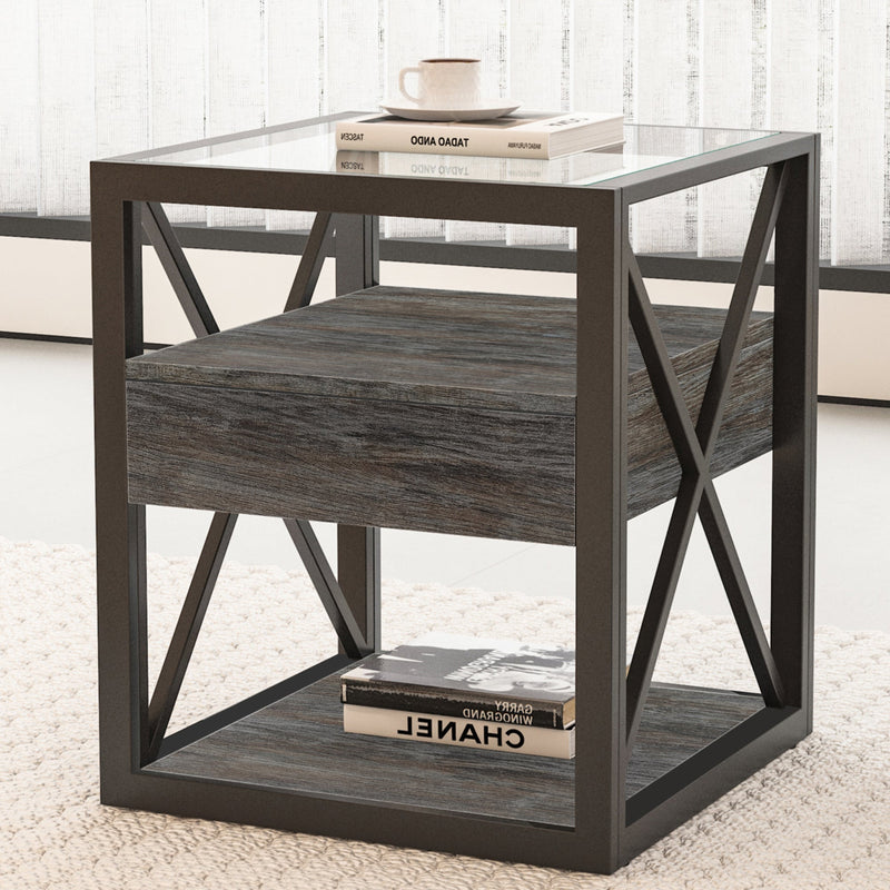 Modern End Tables with Drawer - Set of 2 Nightstands, photo 8 of 17