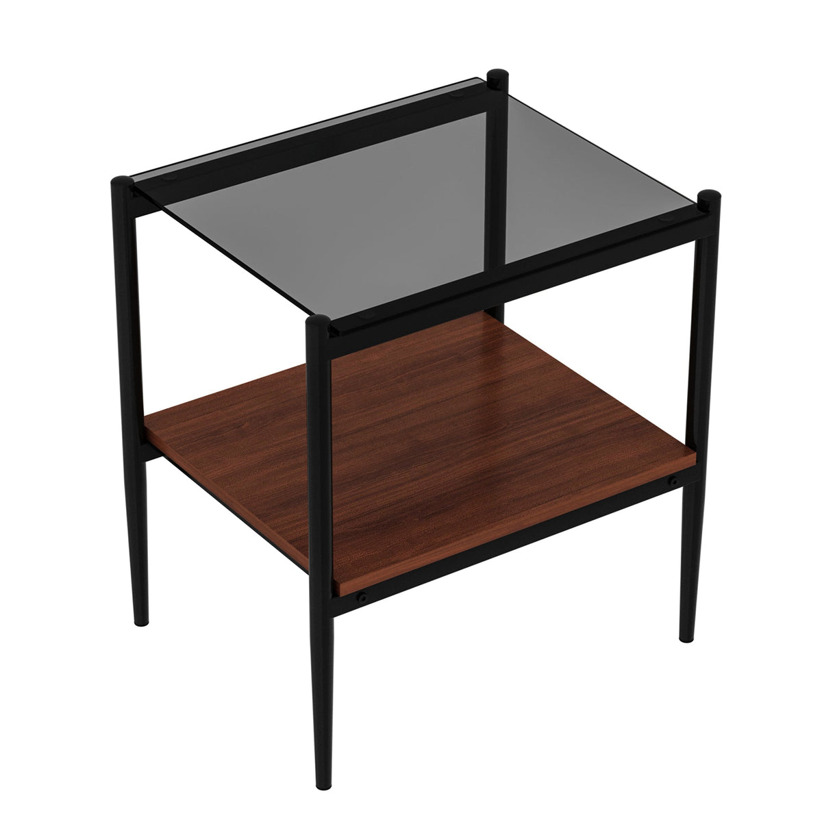 Rectangle End Table Set with Gray Tempered Glass Tops - Gray, photo 10 of 14
