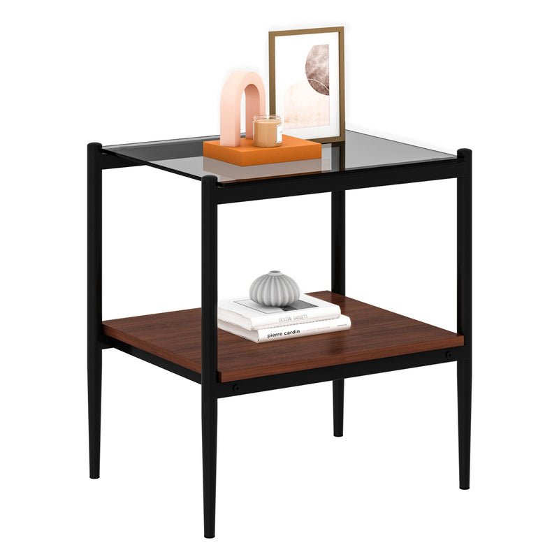Rectangle End Table Set with Gray Tempered Glass Tops - Gray, photo 4 of 14