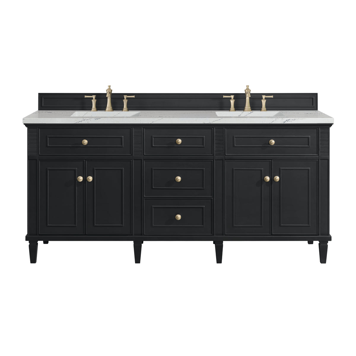James Martin Lorelai 72" Double Bathroom Vanity, Black Onyx with Ethereal Noctis countertop