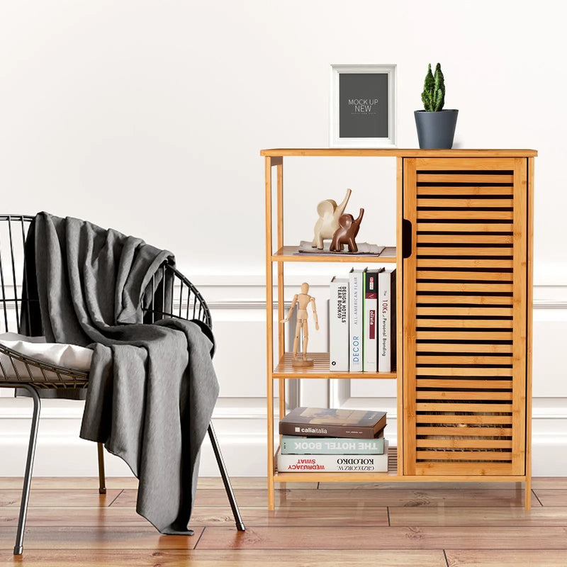 Bamboo Bathroom Storage Cabinet with Single Door-Natural by DirectDeals