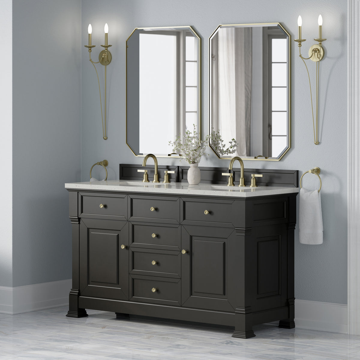 James Martin Brookfield 60" Double Bathroom Vanity, Black Onyx, view 20