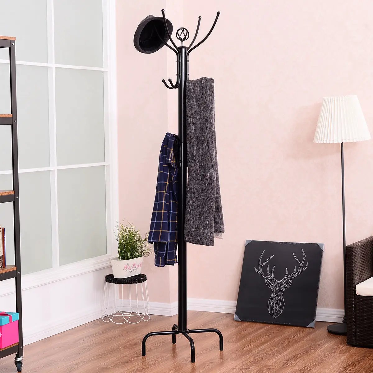 Metal Coat Rack with 12 Hooks by DirectDeals