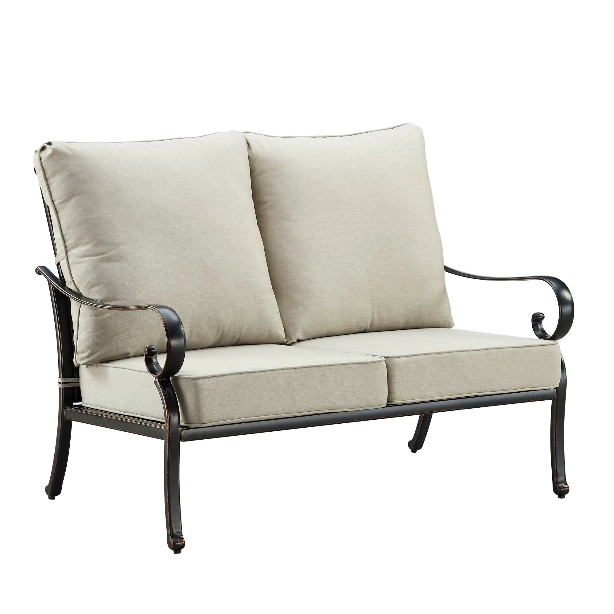 Black Aluminum Deep Seating Loveseat with Cushions by Sharicks