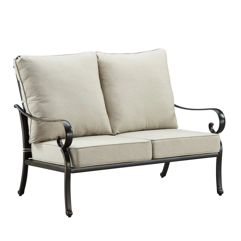 Black Aluminum Deep Seating Loveseat with Cushions by Sharicks