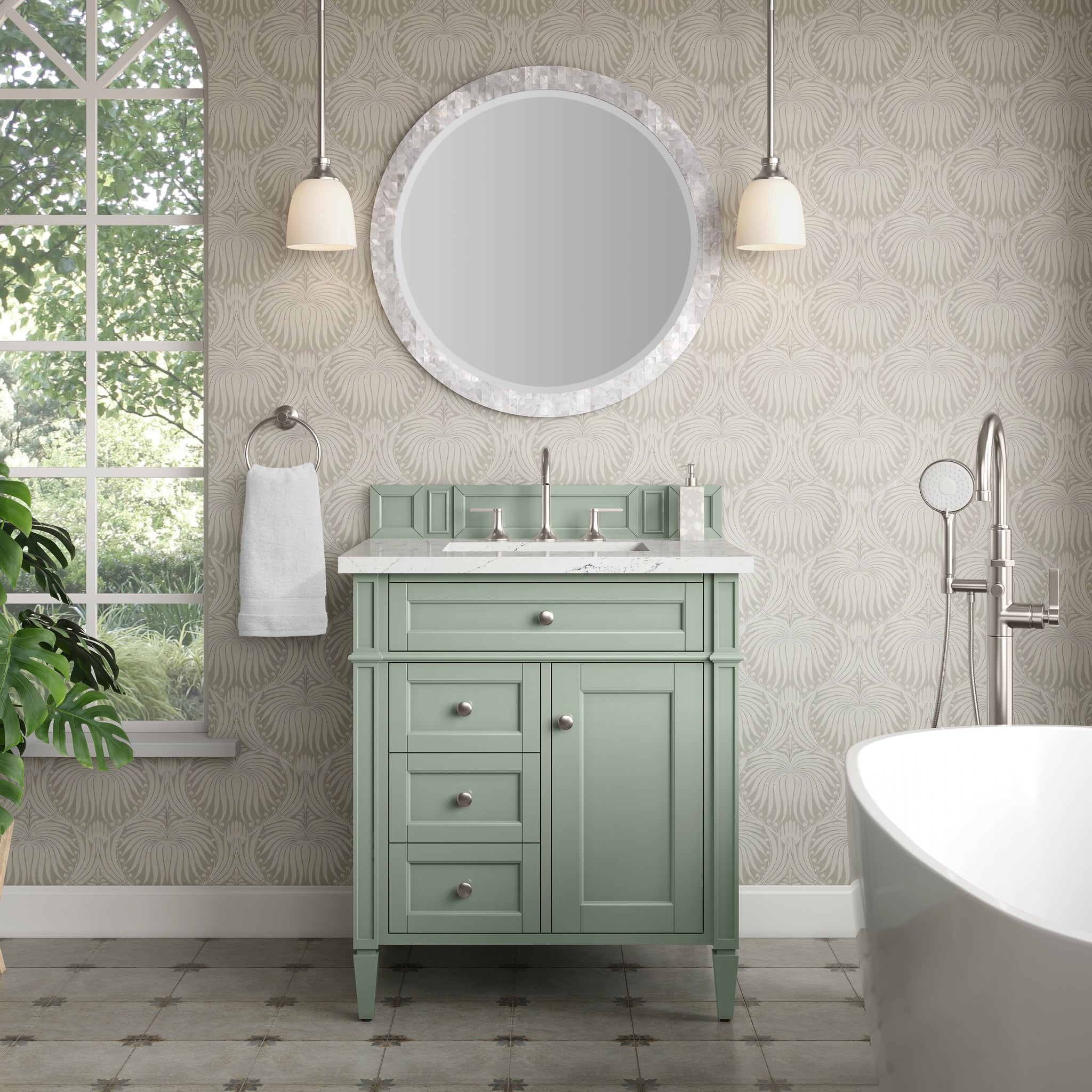 James Martin Brittany 30" Single Bathroom Vanity, Sage Green by James Martin