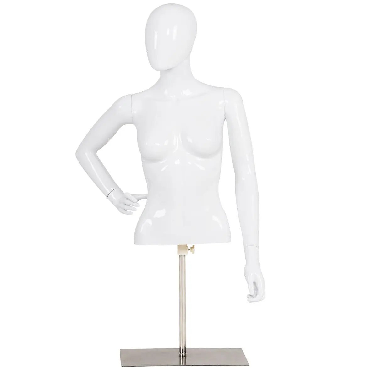 Female Mannequin Torso Adjustable Height with Metal Stand by DirectDeals