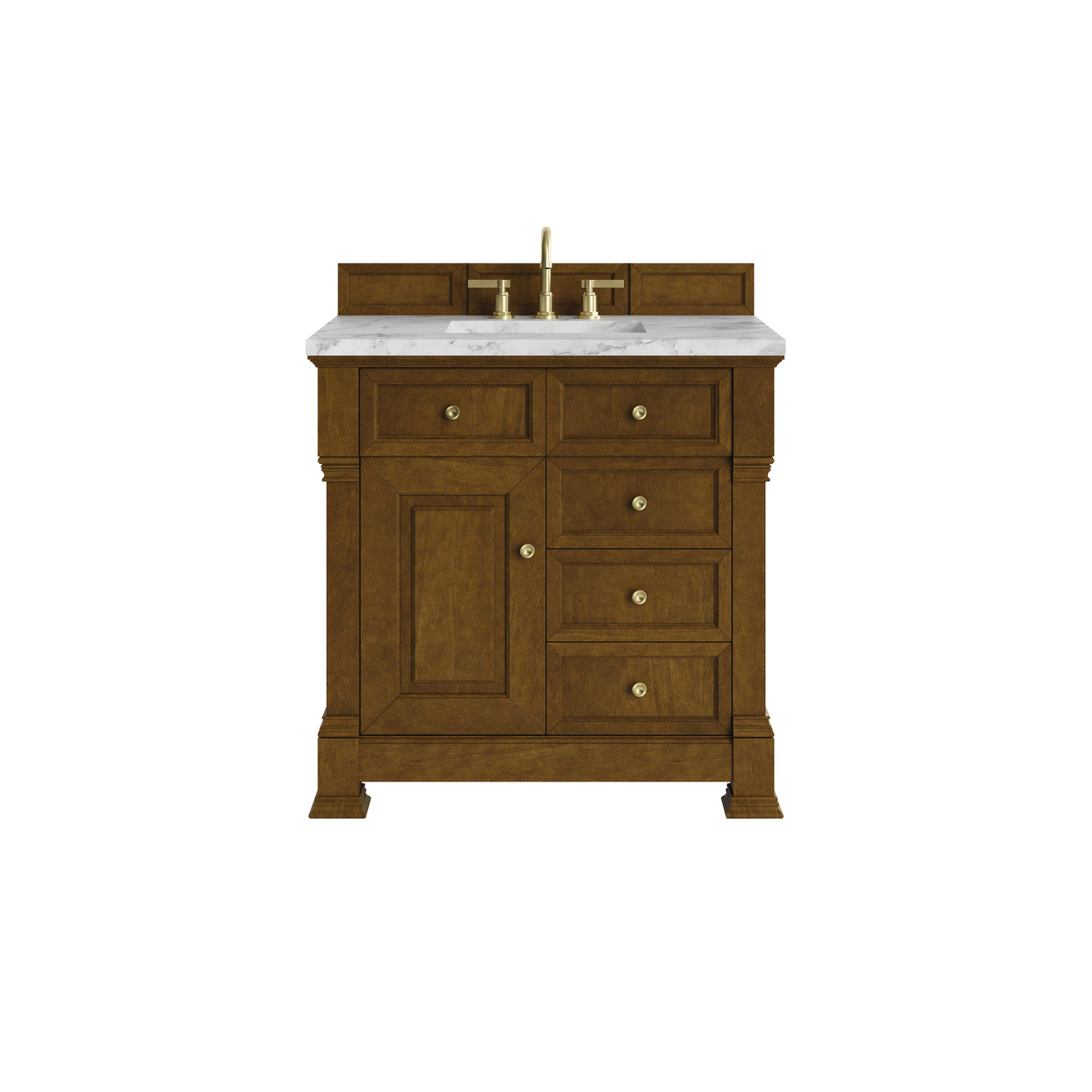 James Martin Brookfield 36" Single Bathroom Vanity, Honey Oak with Carrara White countertop