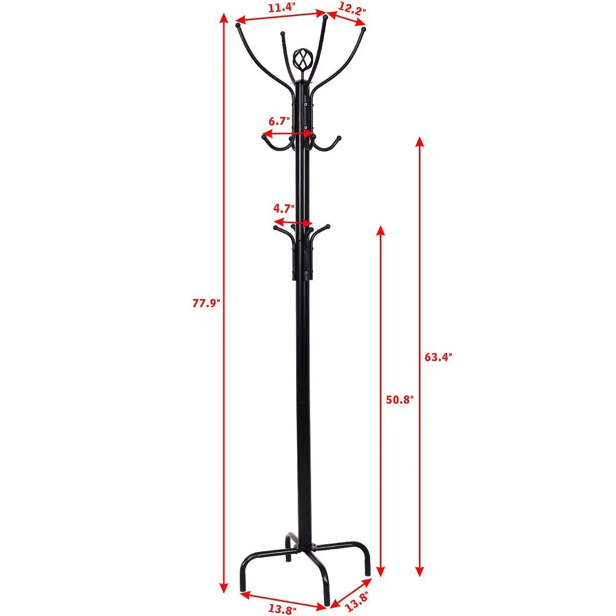 Metal Coat Rack with 12 Hooks by DirectDeals