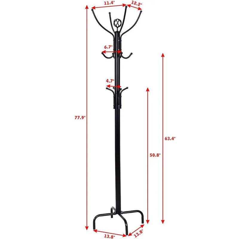 Metal Coat Rack with 12 Hooks by DirectDeals