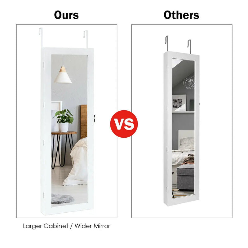 Wall Mounted Lockable Mirror Jewelry Cabinet with LED Light by DirectDeals