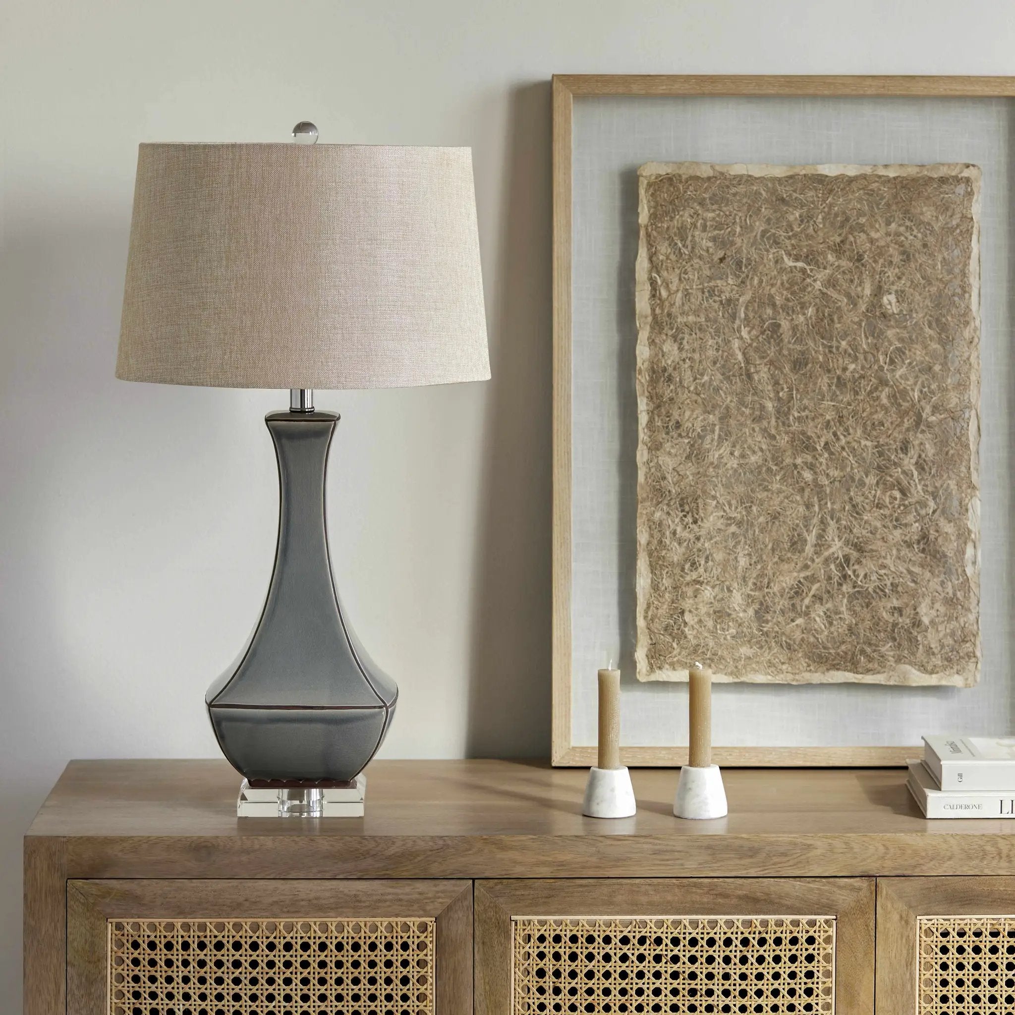 Kalilangan Gray Ceramic Table Lamp by Boutique Rugs