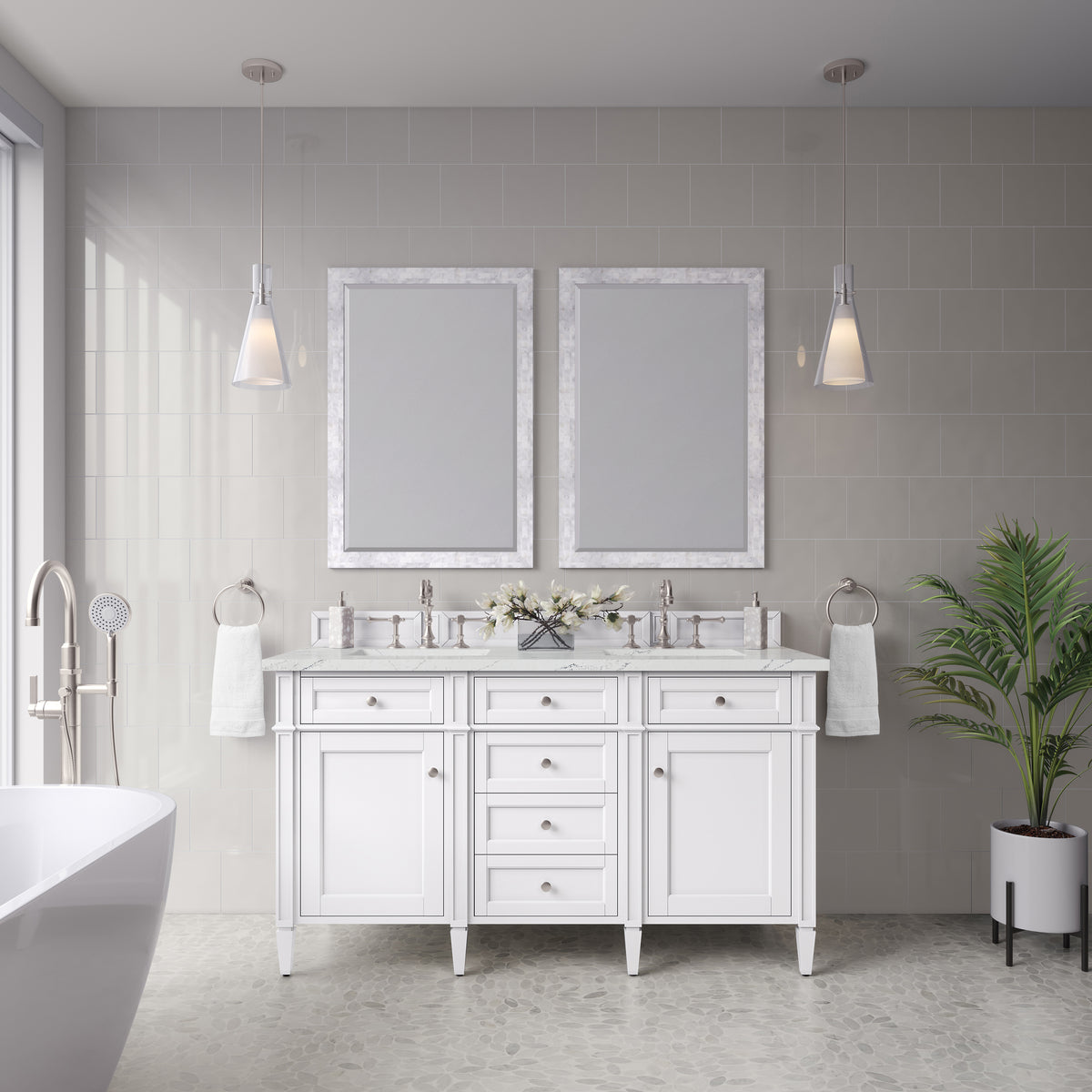 James Martin Brittany 60" Double Bathroom Vanity, Bright White, view 29