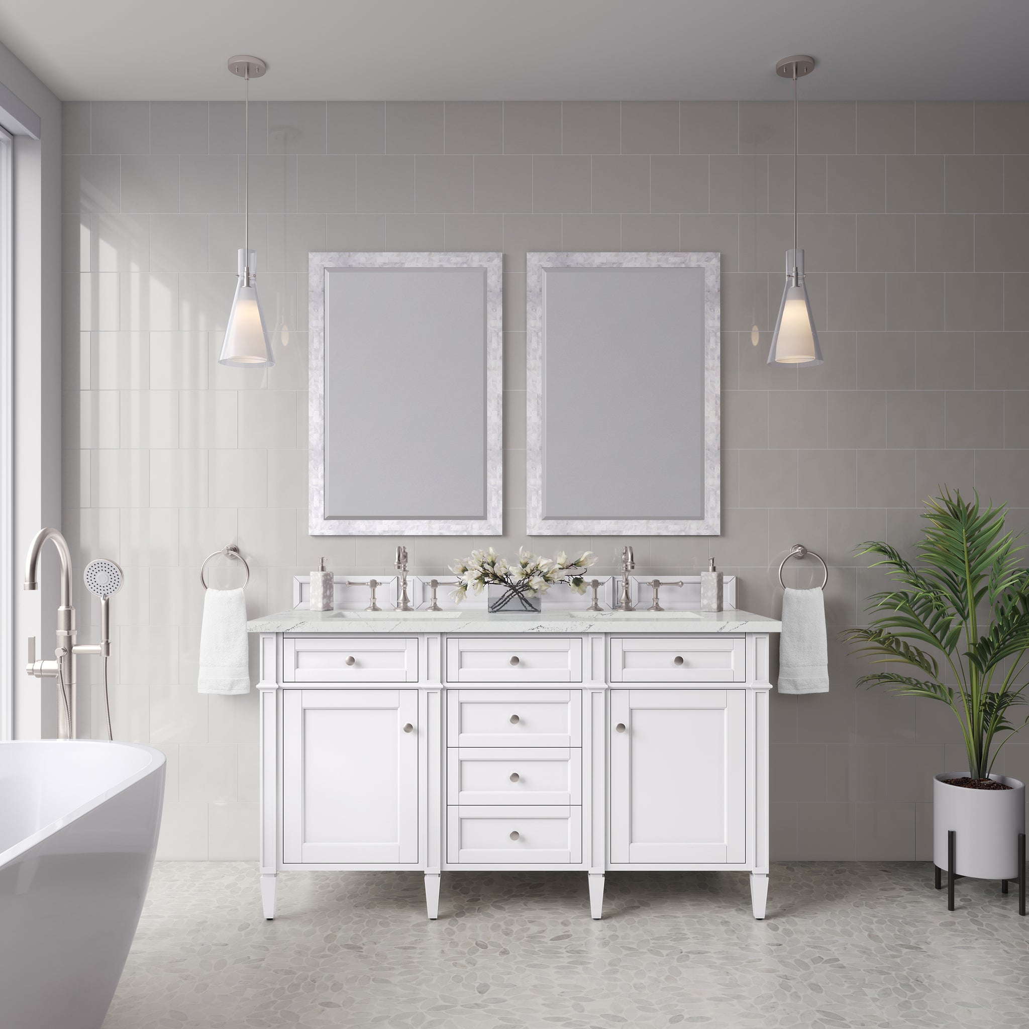 James Martin Brittany 60" Double Bathroom Vanity, Bright White, view 29