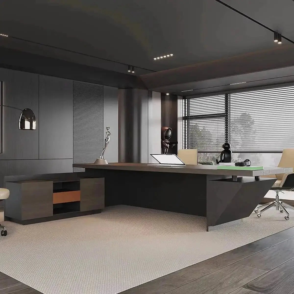 Maverick · Standing L-Shaped Executive Desk, Adjustable Height by Arc Grove