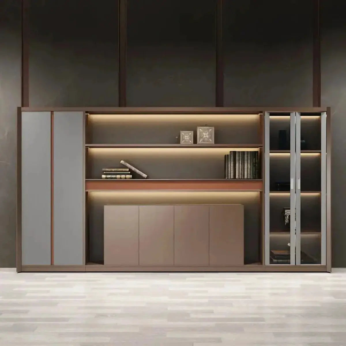 Kelham · Office Shelves w/ Lighting & Storage by Arc Grove
