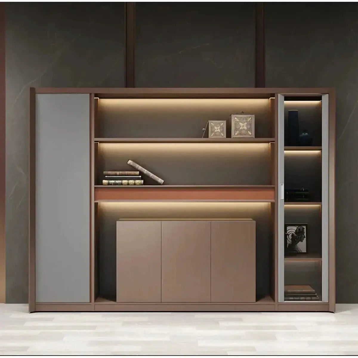 Kelham · Office Shelves w/ Lighting & Storage by Arc Grove