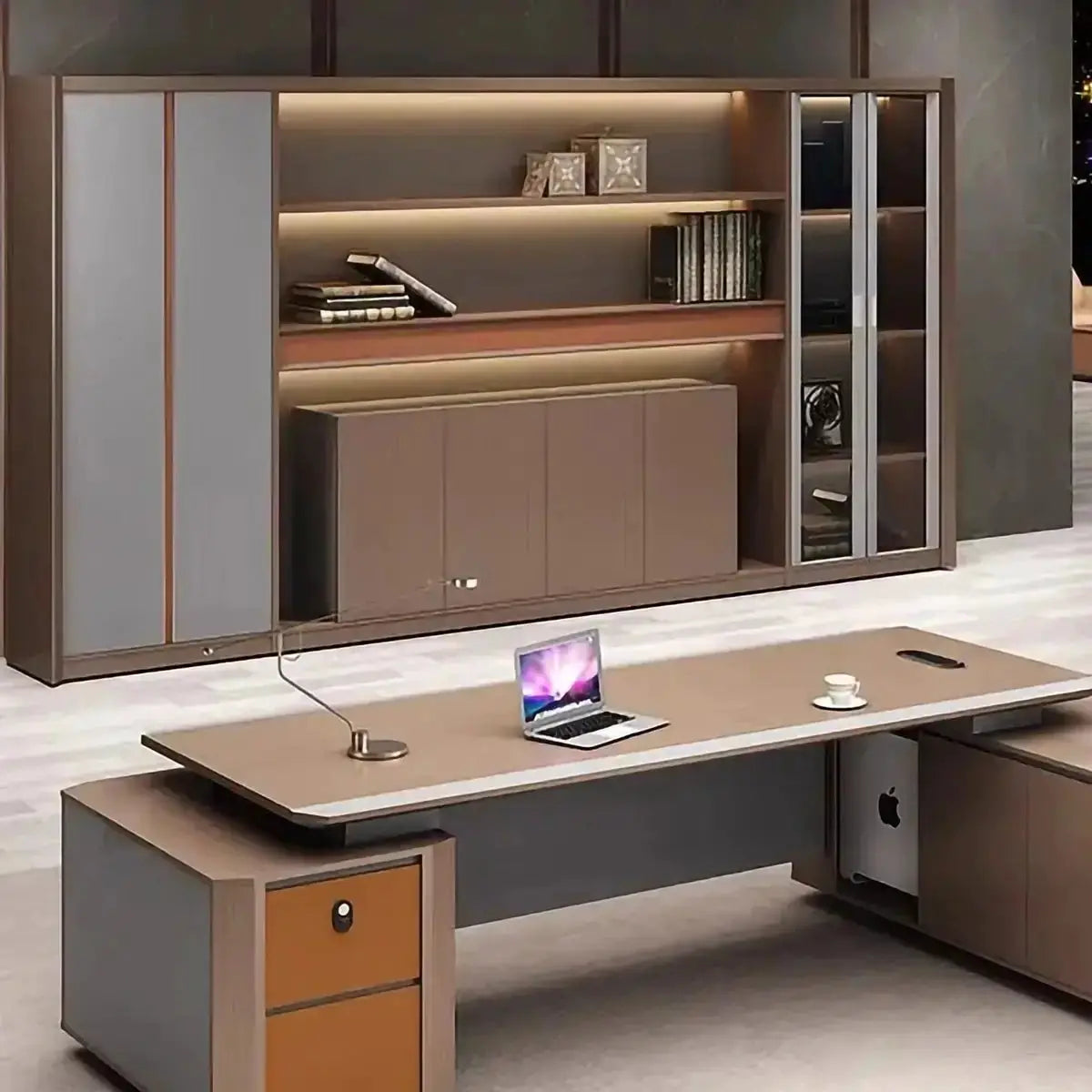 Kelham · Office Shelves w/ Lighting & Storage by Arc Grove