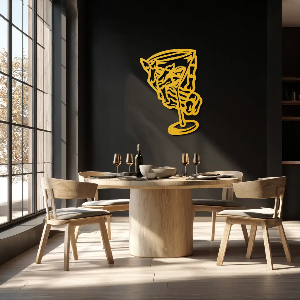 Wine Glass Silhouette Metal Wall Art – Artistic Bar Decor for Wine Lovers- KAF689 by Enova Art