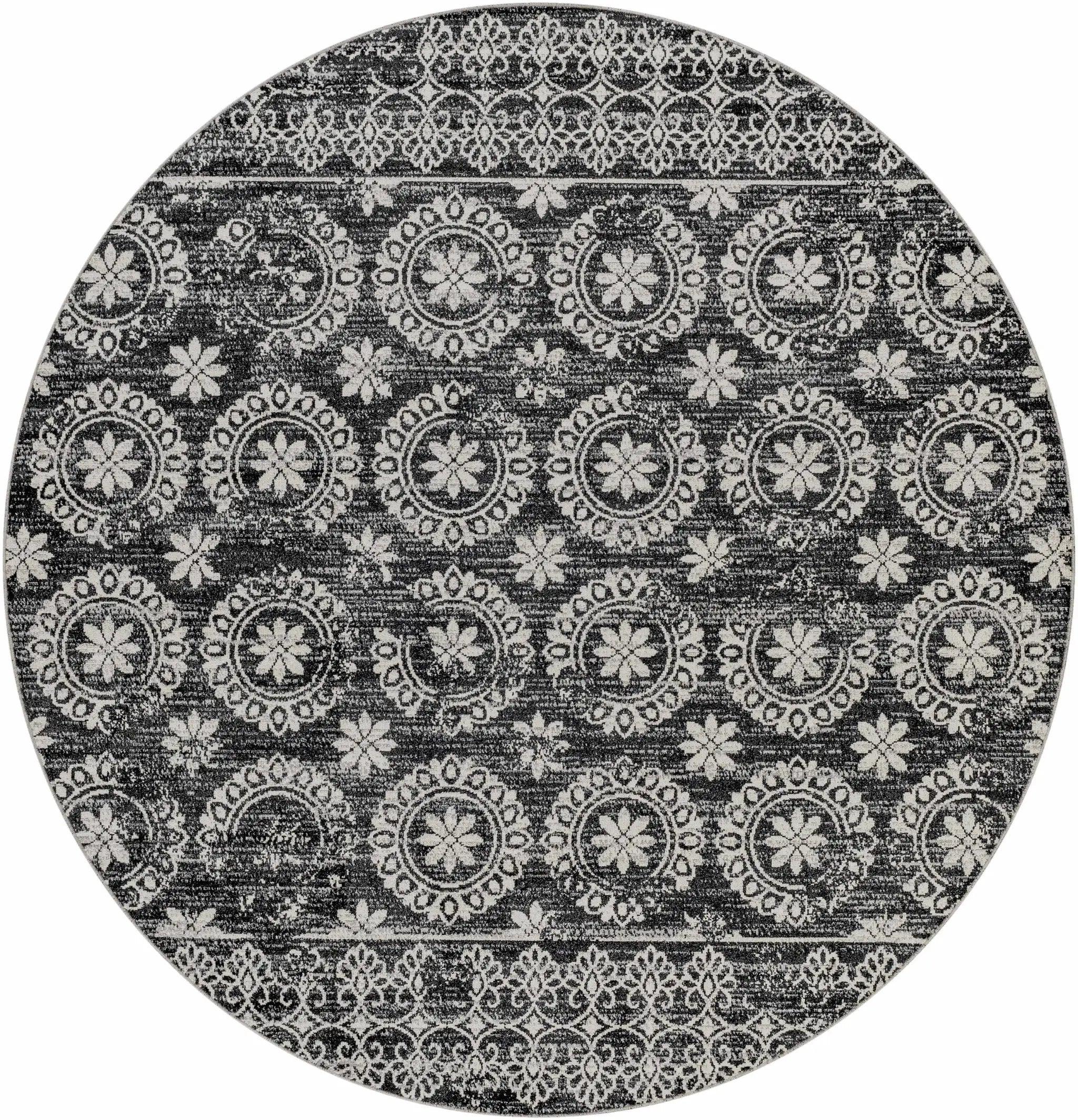 Kahraman Black & White Washable Rug - Clearance by Boutique Rugs