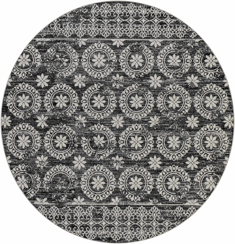 Kahraman Black & White Washable Rug - Clearance by Boutique Rugs