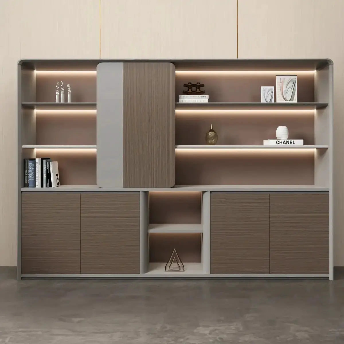 Keswick · Office Shelves w/ Lighting & Storage by Arc Grove