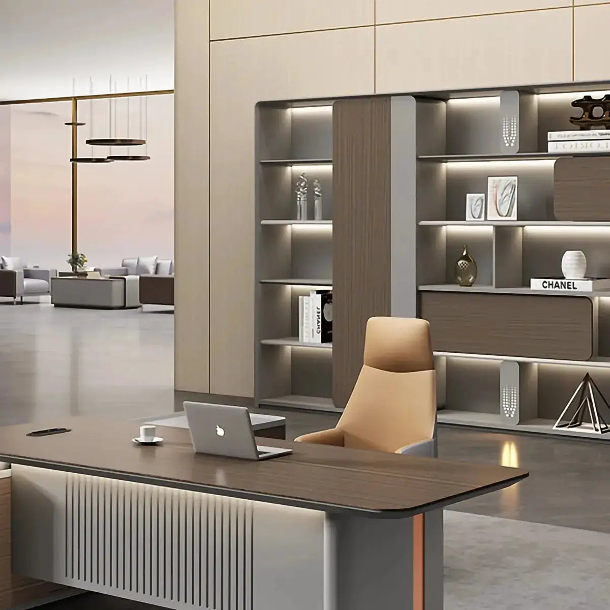 Keswick · Office Shelves w/ Lighting & Storage by Arc Grove
