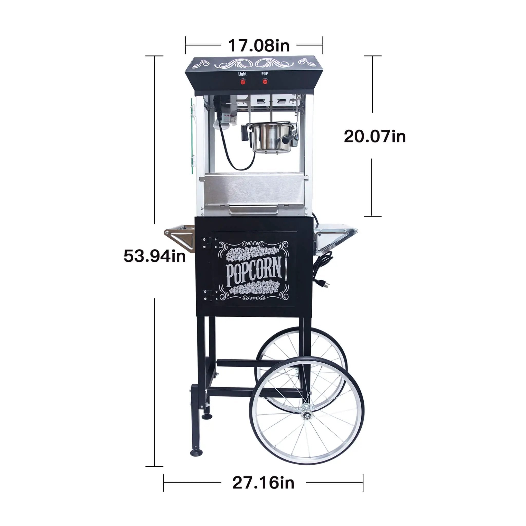 Kaitu 8OZ Stainless Steel Popcorn Machine With Cart, Heated Warming Deck And Old Maids Drawer, Black (SAK67426) by SAKSBY WHOLESALE
