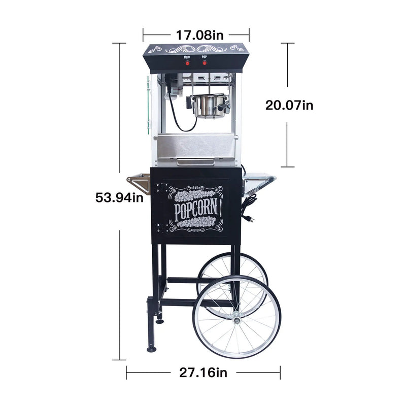 Kaitu 8OZ Stainless Steel Popcorn Machine With Cart, Heated Warming Deck And Old Maids Drawer, Black (SAK67426) by SAKSBY WHOLESALE